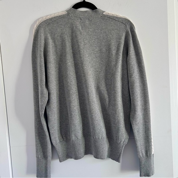 Gant Grey Cardigan Sweater Button Front Cable Knit trim preppy eclectic grandpa - Picture 4 of 9